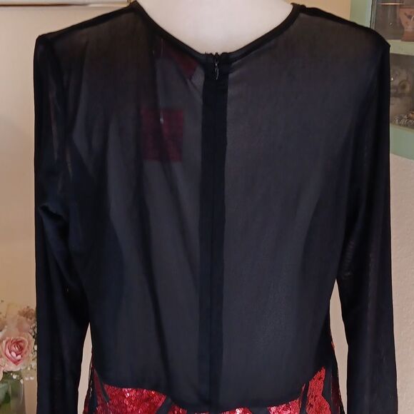 Red Dot Boutique Mesh Sequins Black and Red Sequin Dress. Cocktail. Whimsigoth. - Picture 9 of 14